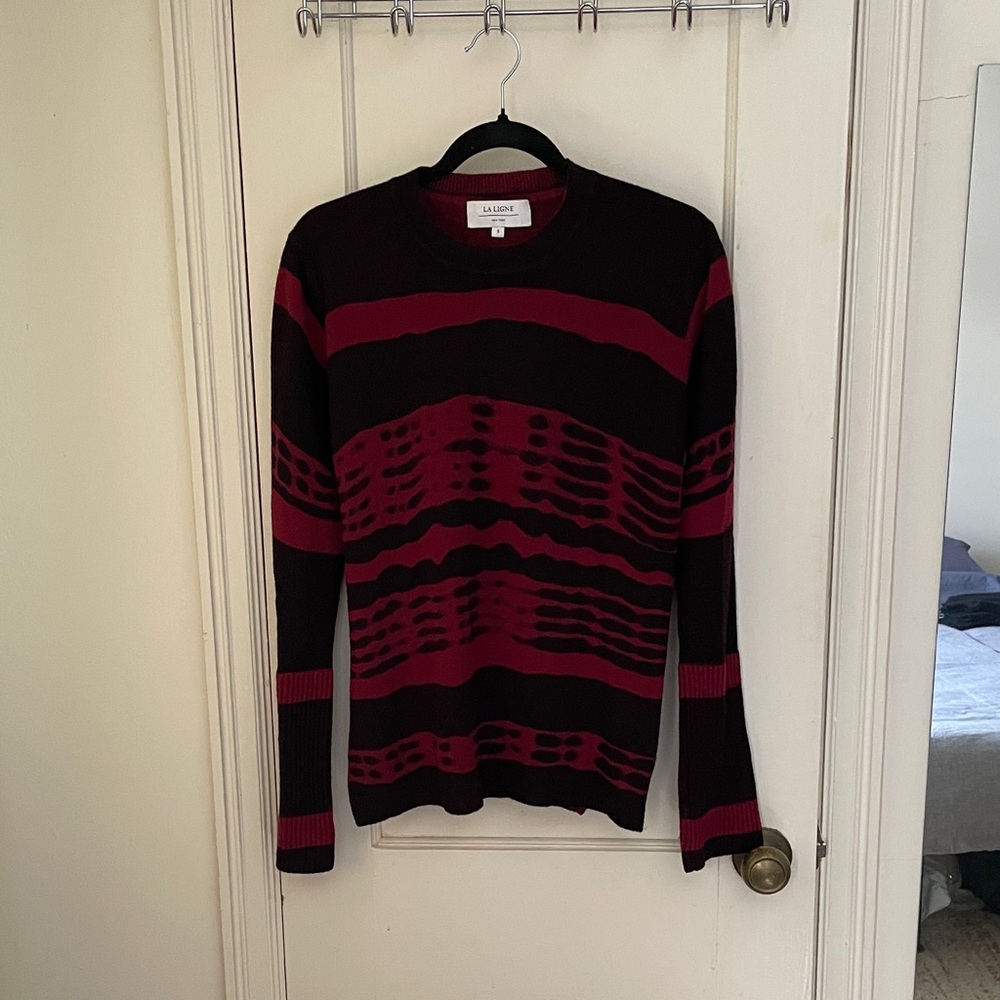 La Ligne Burgundy Tie Dye 100% Cashmere Crew S